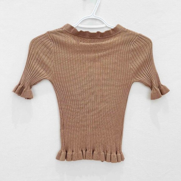 Lovers + Friends Nude Carissa Ruffle Sweater size XS - Picture 6 of 11
